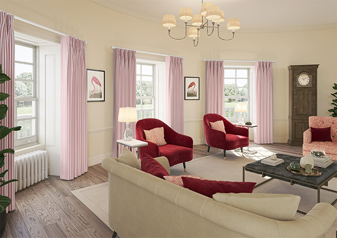 Lace Stripes, Rouge - Made to Measure Curtains - Image 8